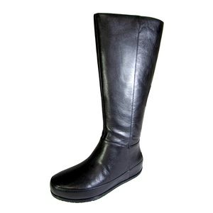 Fitflop Womens DueBoot Twisted Zip Knee High Boot Shoe, All Black, US 8.5